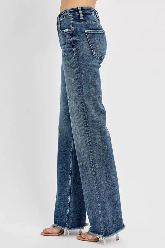 RISEN Tummy Control High Rise Long Straight Jeans PS21108 - Sleekdenim.com