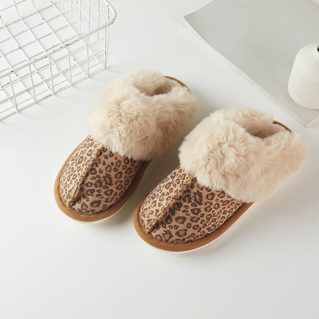 Leopard Print Suede Soft Home Slippers