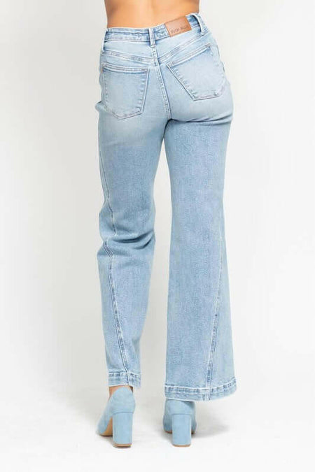 Judy Blue Medium Wash Side Panel Wide Leg Jeans | sleekdenim.com.