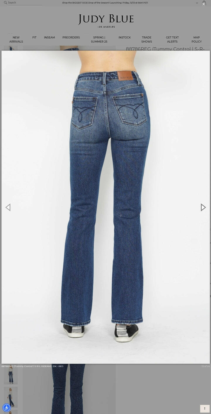 Judy Blue High Waist Tummy Control Back Pocket Embroidery Bootcut Denim Jeans 88786 - 3 Inseam Options | Sleekdenim.com