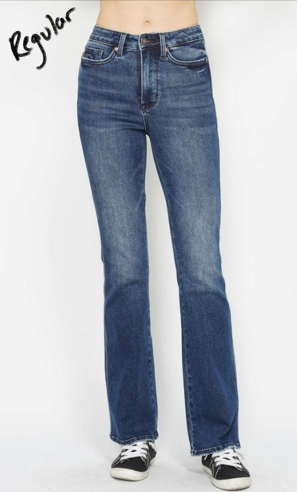 Judy Blue High Waist Tummy Control Back Pocket Embroidery Bootcut Denim Jeans 88786 - 3 Inseam Options | Sleekdenim.com