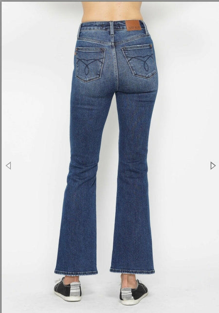 Judy Blue High Waist Tummy Control Back Pocket Embroidery Bootcut Denim Jeans 88786 - 3 Inseam Options | Sleekdenim.com