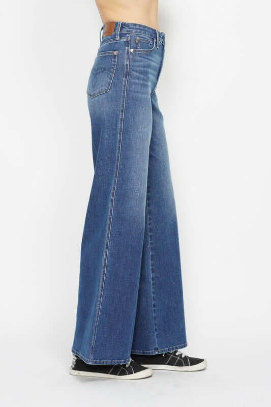 Judy Blue Retro High Waist Wide Leg Jean Style 88847| sleekdenim.com | Sleekdenim.com