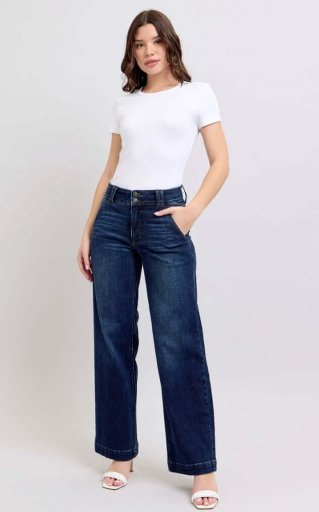 Judy Blue High Waist Wide Leg dark wash (Pre-order 12/18)