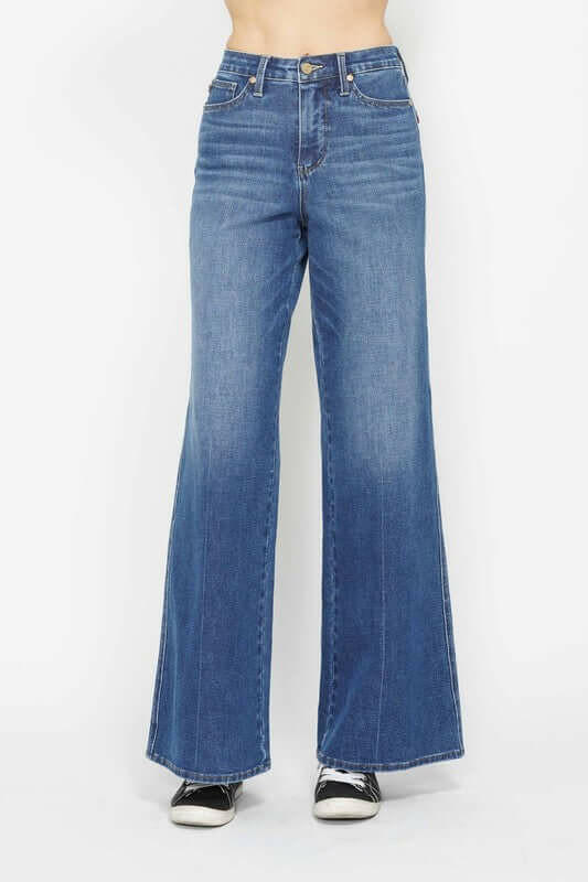 Judy Blue Retro High Waist Wide Leg Jean Style 88847| sleekdenim.com | Sleekdenim.com