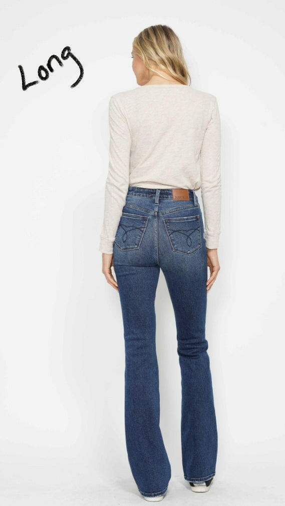 Judy Blue High Waist Tummy Control Back Pocket Embroidery Bootcut Denim Jeans 88786 - 3 Inseam Options | Sleekdenim.com