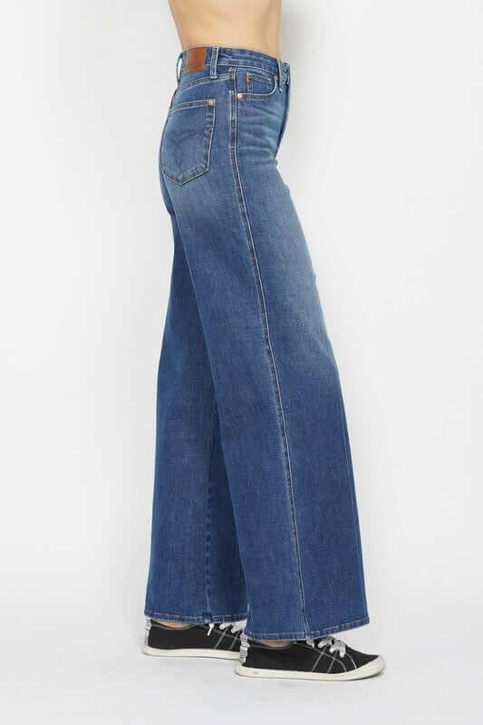 Judy Blue Retro High Waist Wide Leg Jean Style 88847| sleekdenim.com | Sleekdenim.com