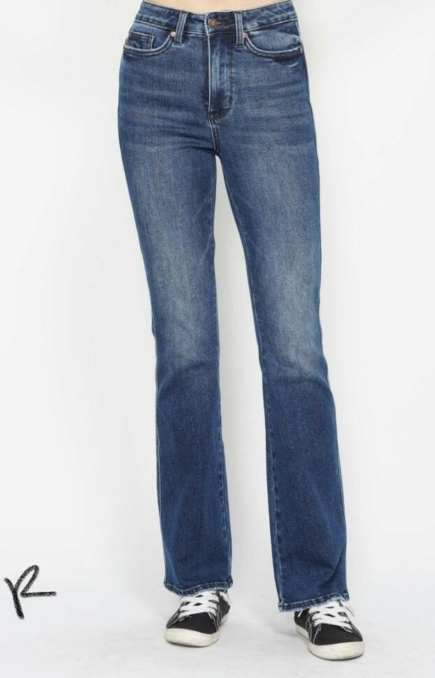 Judy Blue High Waist Tummy Control Back Pocket Embroidery Bootcut Denim Jeans 88786 - 3 Inseam Options | Sleekdenim.com