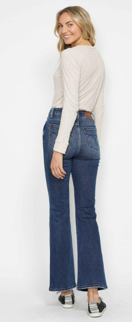 Judy Blue High Waist Tummy Control Back Pocket Embroidery Bootcut Denim Jeans 88786 - 3 Inseam Options | Sleekdenim.com