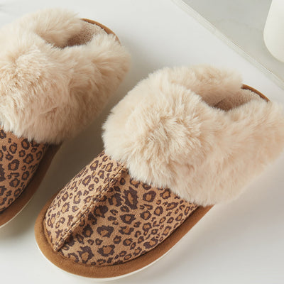 Leopard Print Suede Soft Home Slippers