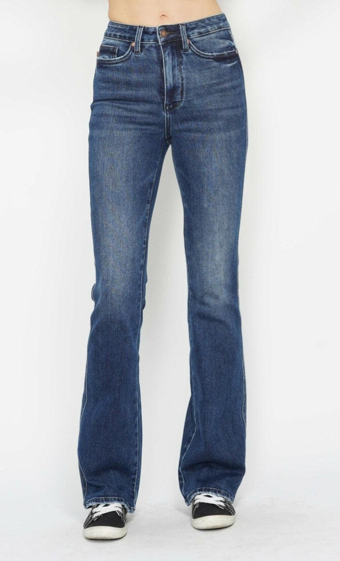 Judy Blue High Waist Tummy Control Back Pocket Embroidery Bootcut Denim Jeans 88786 - 3 Inseam Options | Sleekdenim.com