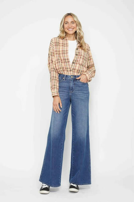 Judy Blue Retro High Waist Wide Leg Jean Style 88847| sleekdenim.com | Sleekdenim.com