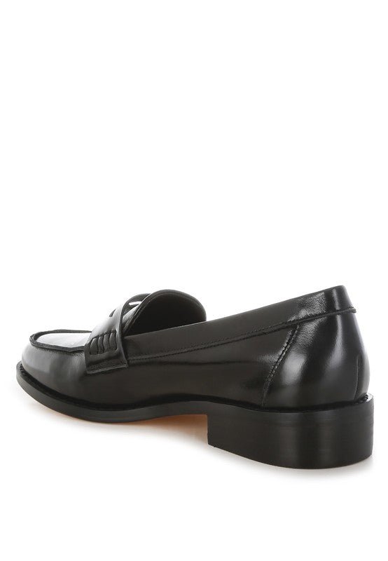 Roxana Real Leather Penny Strap Loafers - Sleekdenim.com