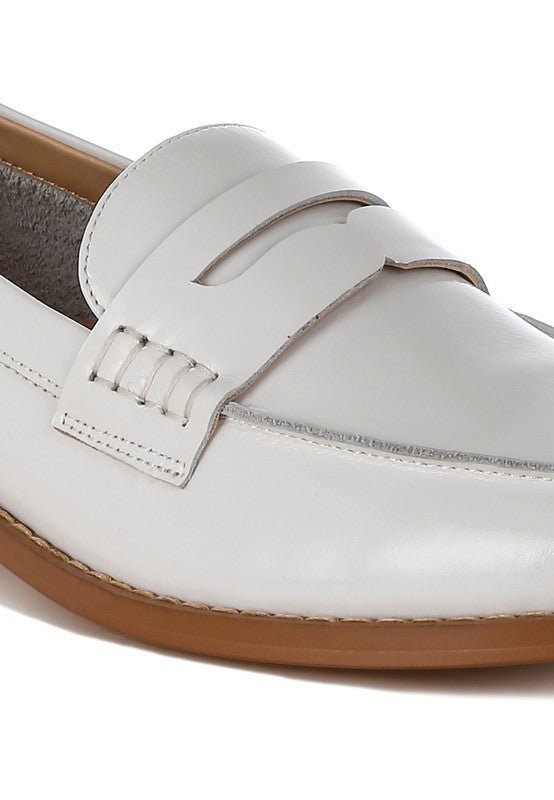 Roxana Real Leather Penny Strap Loafers - Sleekdenim.com