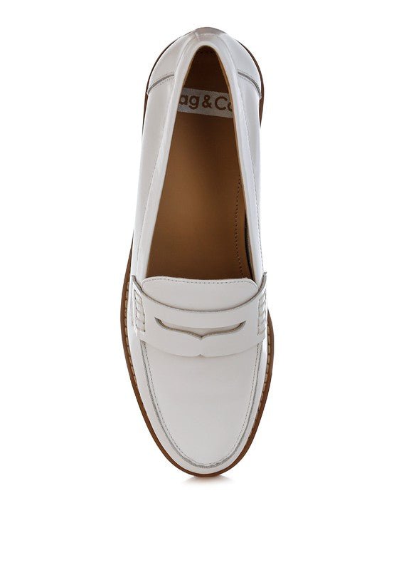 Roxana Real Leather Penny Strap Loafers - Sleekdenim.com