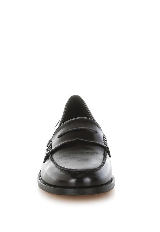 Roxana Real Leather Penny Strap Loafers - Sleekdenim.com