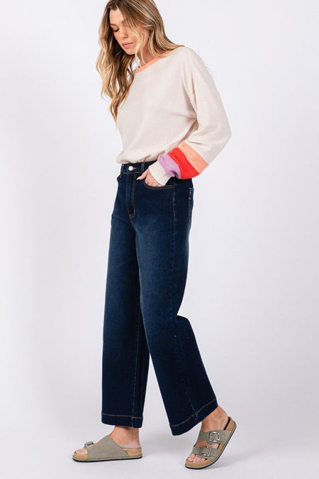 SAGE + FIG High Waist Wide Leg Jeans - Sleekdenim.com