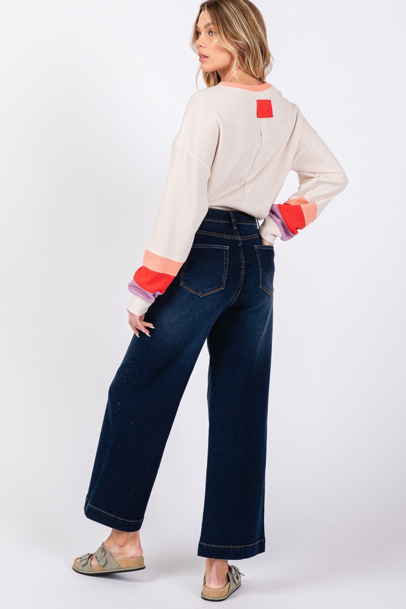 SAGE + FIG High Waist Wide Leg Jeans - Sleekdenim.com