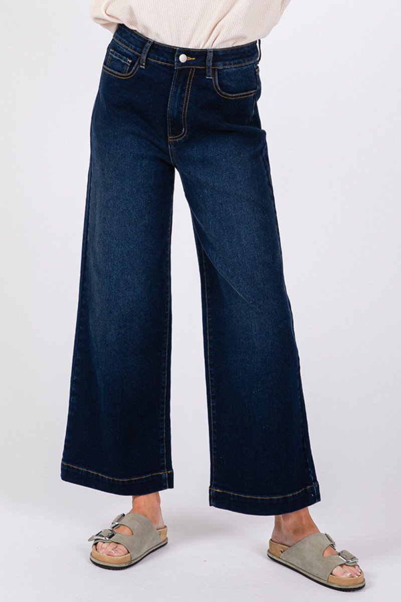 SAGE + FIG High Waist Wide Leg Jeans - Sleekdenim.com