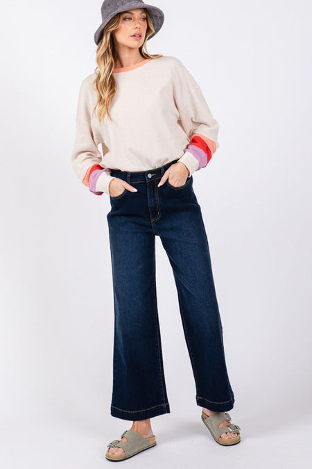 SAGE + FIG High Waist Wide Leg Jeans - Sleekdenim.com