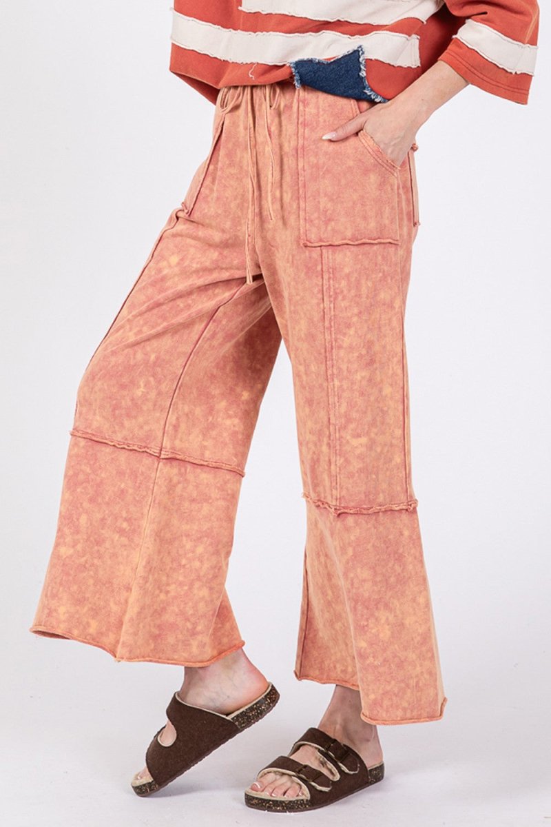 SAGE + FIG Mineral Washed Terry Wide Leg Pants - Sleekdenim.com