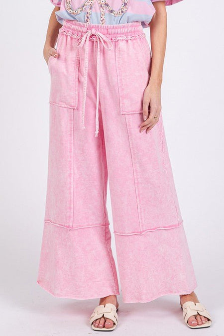 SAGE + FIG Mineral Washed Terry Wide Leg Pants - Sleekdenim.com