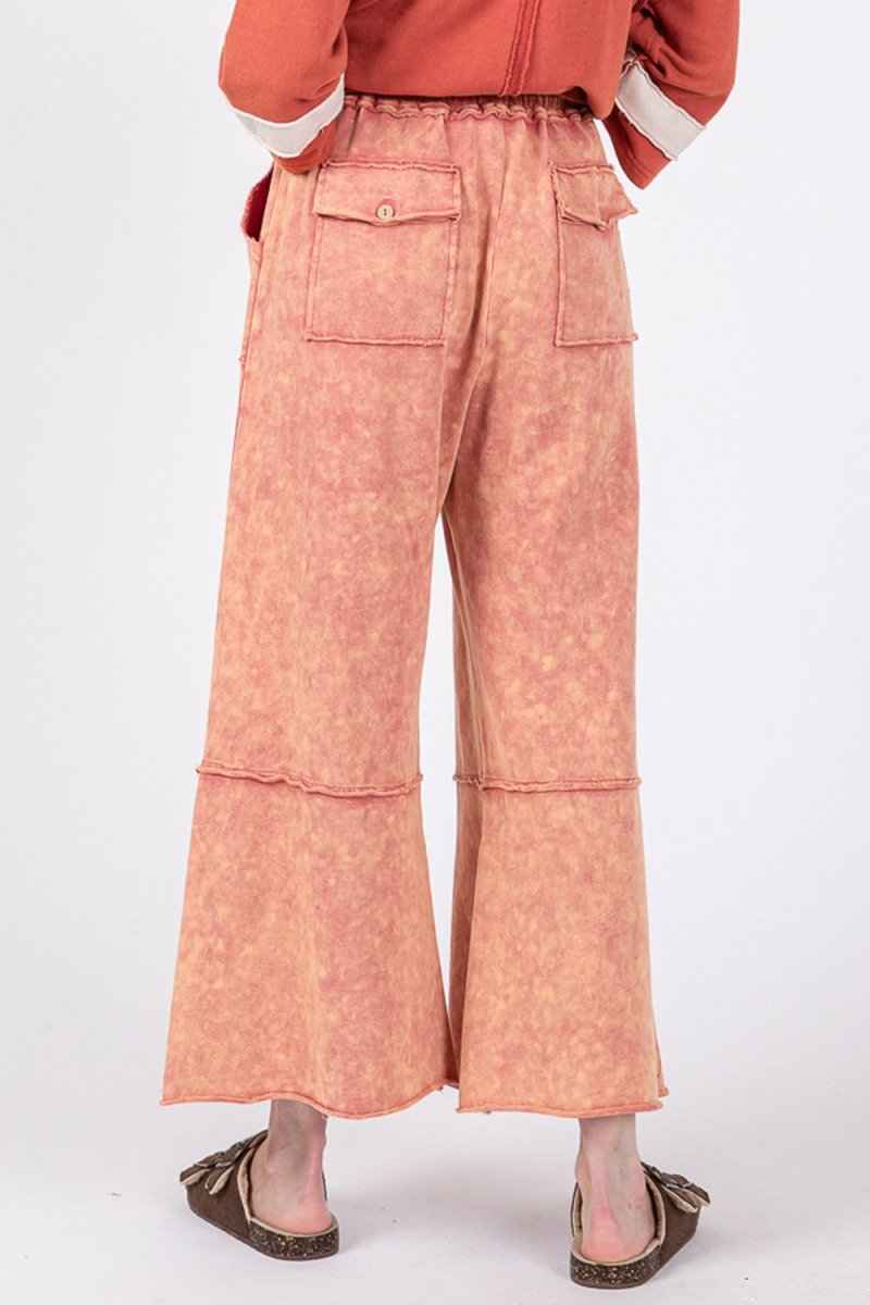 SAGE + FIG Mineral Washed Terry Wide Leg Pants - Sleekdenim.com