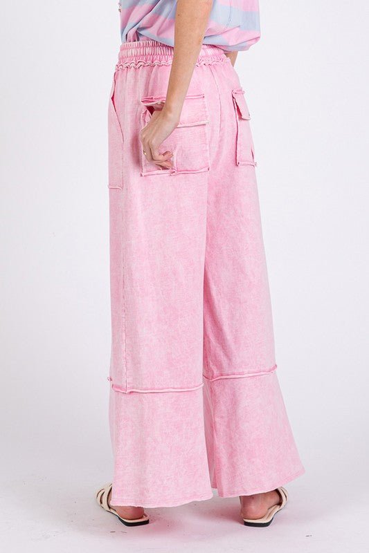 SAGE + FIG Mineral Washed Terry Wide Leg Pants - Sleekdenim.com