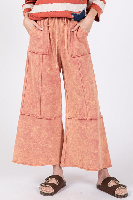 SAGE + FIG Mineral Washed Terry Wide Leg Pants - Sleekdenim.com