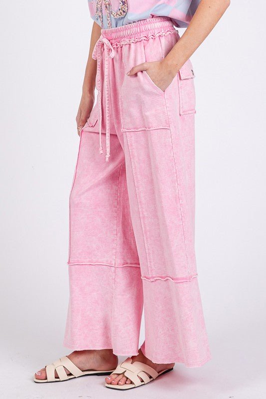 SAGE + FIG Mineral Washed Terry Wide Leg Pants - Sleekdenim.com