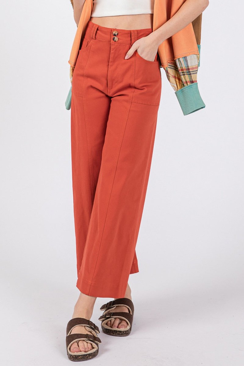 SAGE + FIG Wide Leg Cropped Pants - Sleekdenim.com