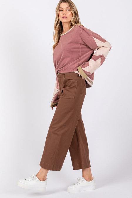 SAGE + FIG Wide Leg Cropped Pants - Sleekdenim.com