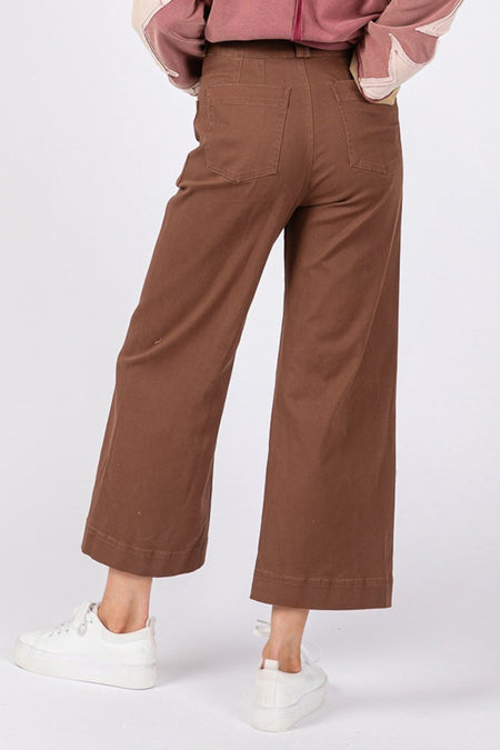 SAGE + FIG Wide Leg Cropped Pants - Sleekdenim.com