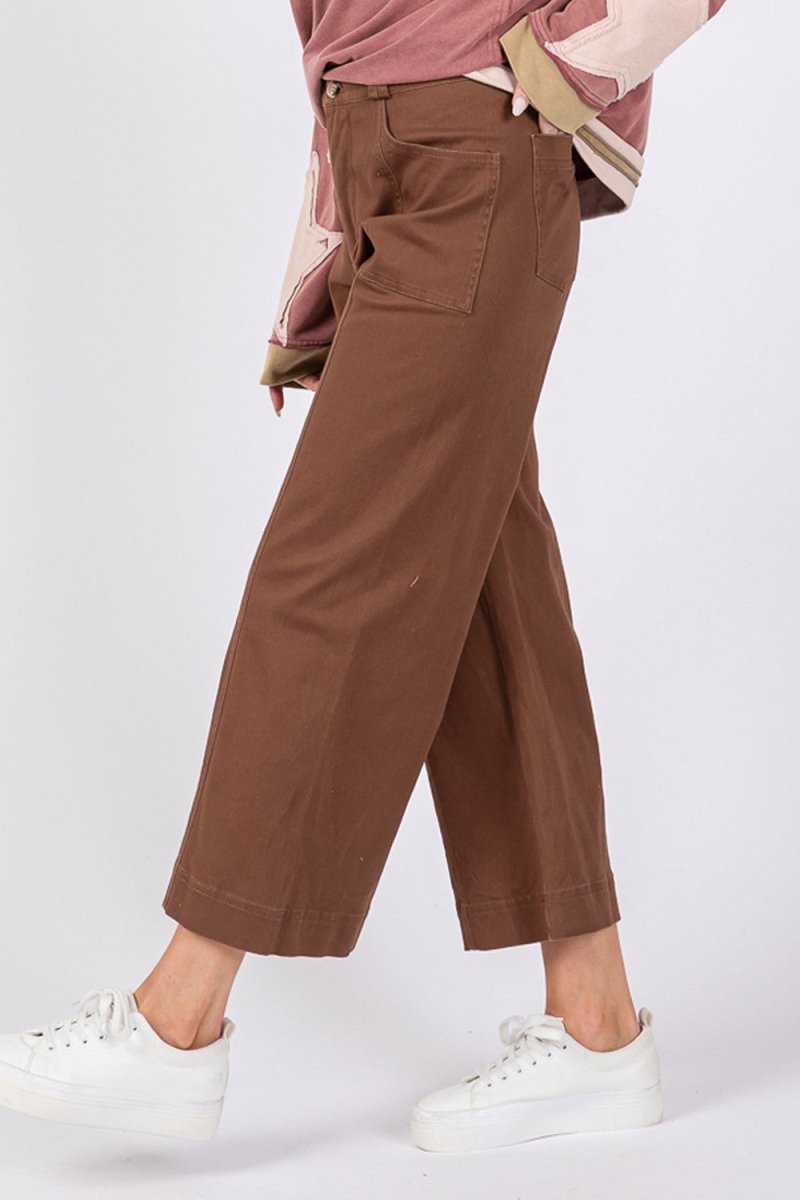 SAGE + FIG Wide Leg Cropped Pants - Sleekdenim.com