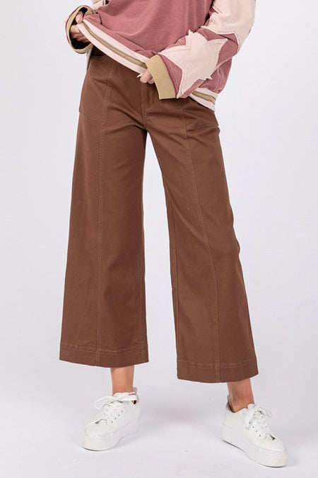 SAGE + FIG Wide Leg Cropped Pants - Sleekdenim.com