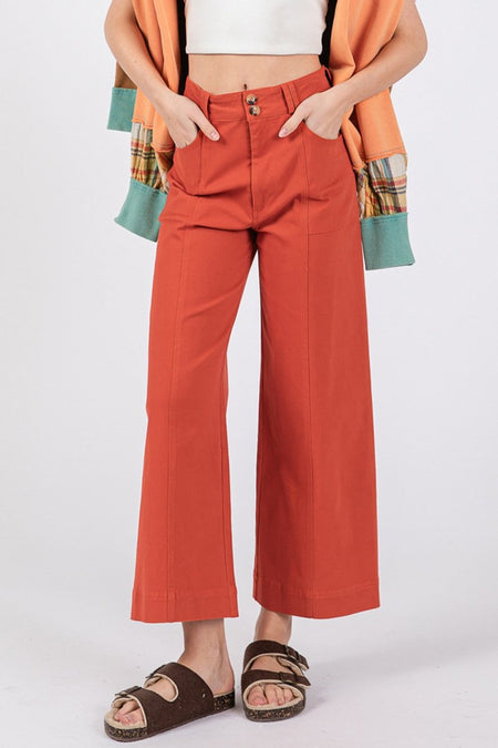 SAGE + FIG Wide Leg Cropped Pants - Sleekdenim.com