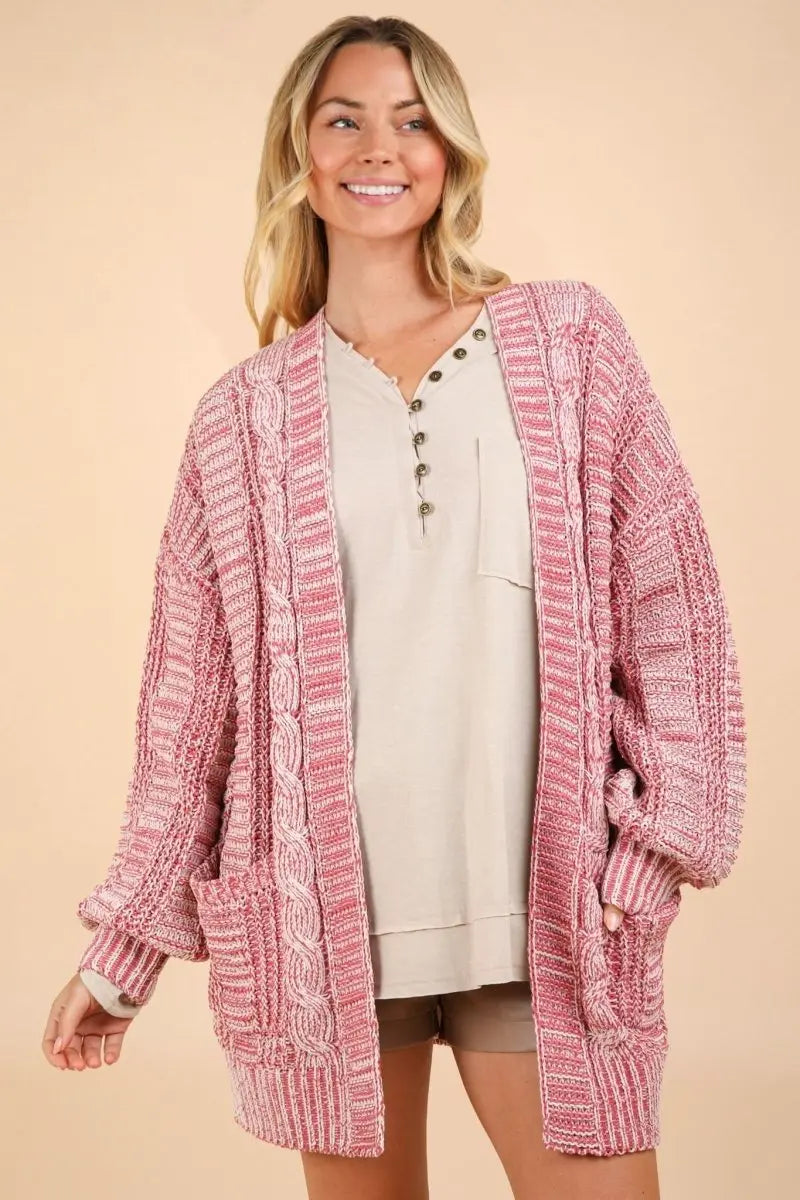 VERY J Cable Knit Open Front Cardigan - Sleekdenim.com