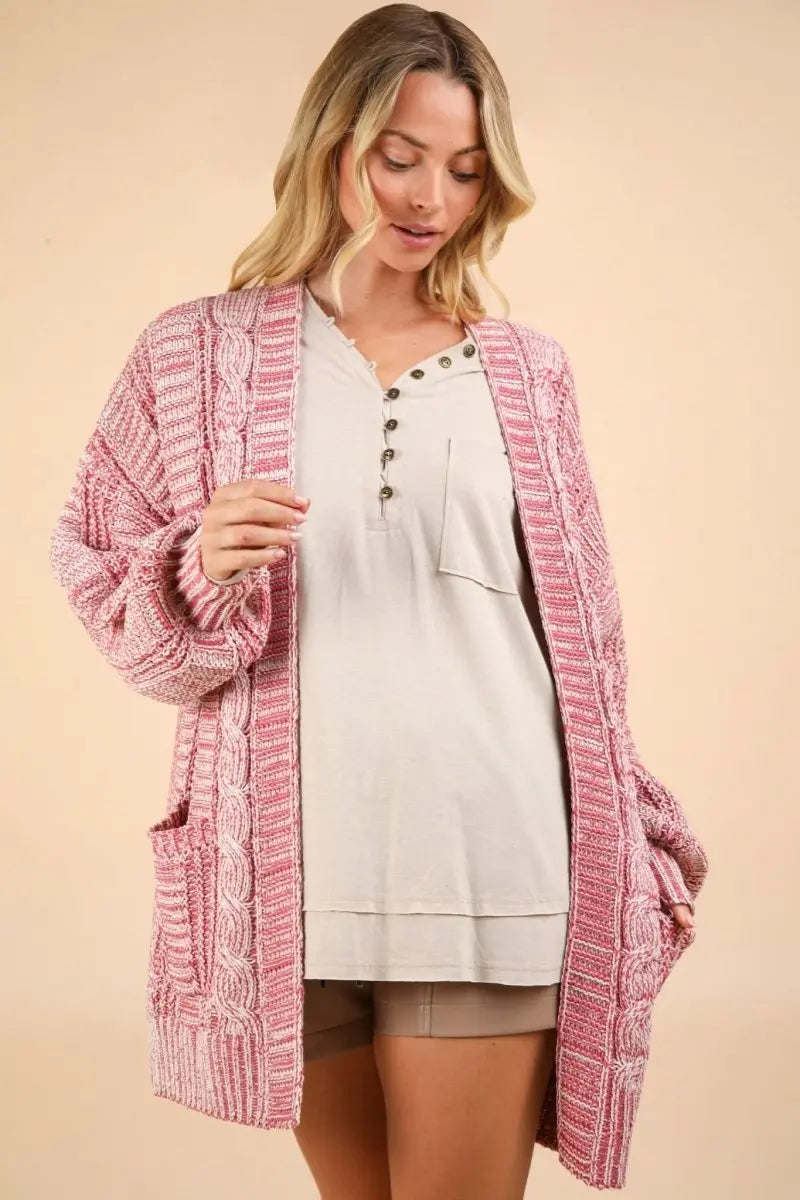 VERY J Cable Knit Open Front Cardigan - Sleekdenim.com