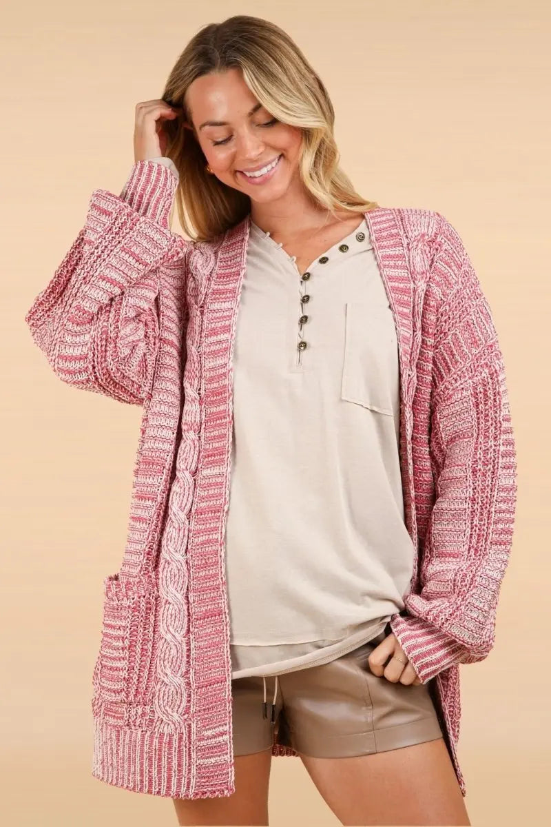 VERY J Cable Knit Open Front Cardigan - Sleekdenim.com