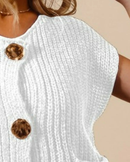 SO ME Big Metal Button Front Sweater Vest - Sleekdenim.com