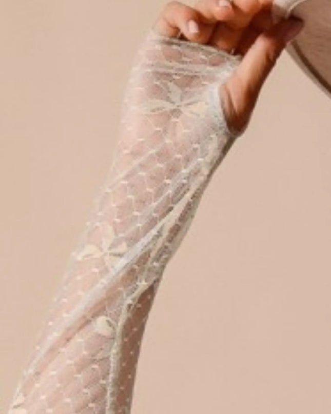 SO ME Bow Ribbon Pattern Sheer Lace Top - Sleekdenim.com