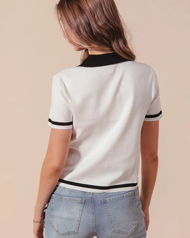 SO ME Button Down Knitted Sweater Shirt Top - Sleekdenim.com