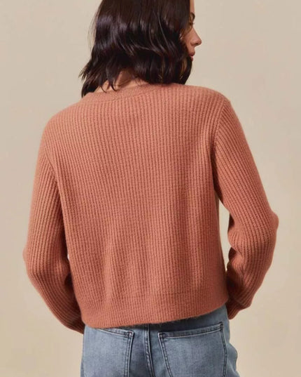 SO ME Checkered Plaid Tape Lace Up Ribbed Sweater - Sleekdenim.com