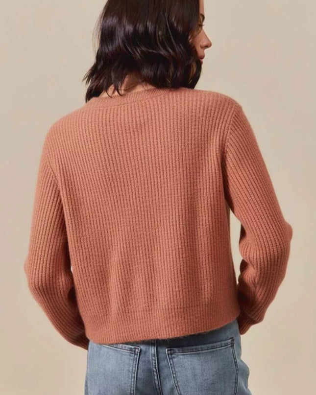 SO ME Checkered Plaid Tape Lace Up Ribbed Sweater - Sleekdenim.com