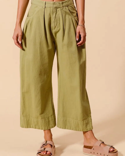 SO ME Mid Rise Wide Leg Chino Pants With Pockets - Sleekdenim.com