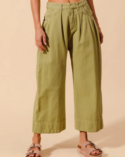 SO ME Mid Rise Wide Leg Chino Pants With Pockets - Sleekdenim.com