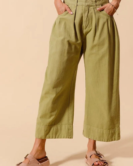 SO ME Mid Rise Wide Leg Chino Pants With Pockets - Sleekdenim.com