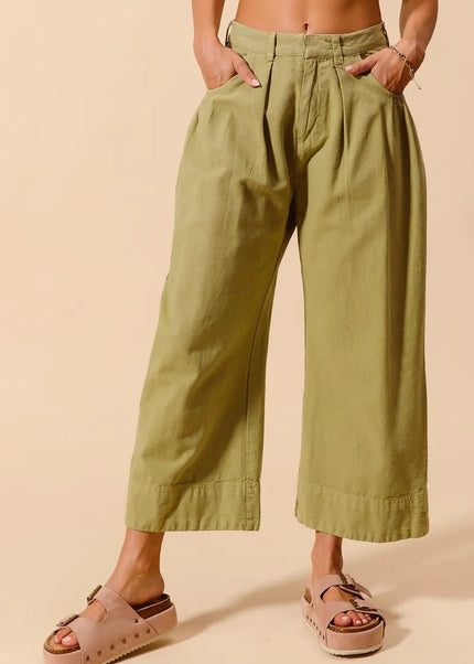 SO ME Mid Rise Wide Leg Chino Pants With Pockets - Sleekdenim.com
