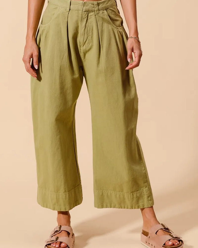 SO ME Mid Rise Wide Leg Chino Pants With Pockets - Sleekdenim.com