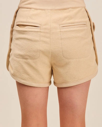 SO ME Mineral Washed Terry High Rise Cargo Shorts - Sleekdenim.com